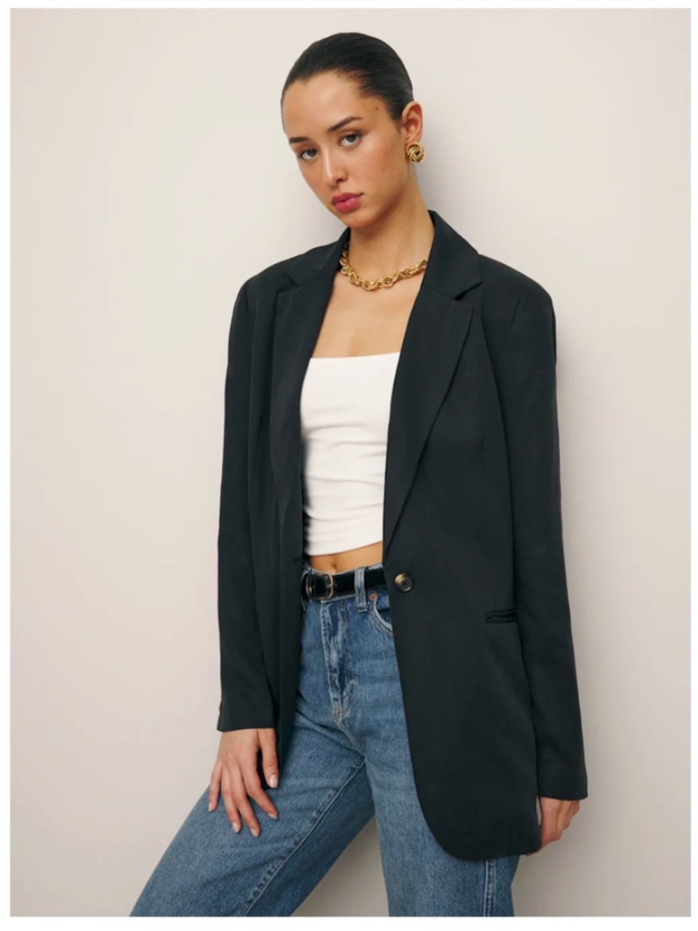 Reformation The Classic Relaxed Blazer Black - Size L